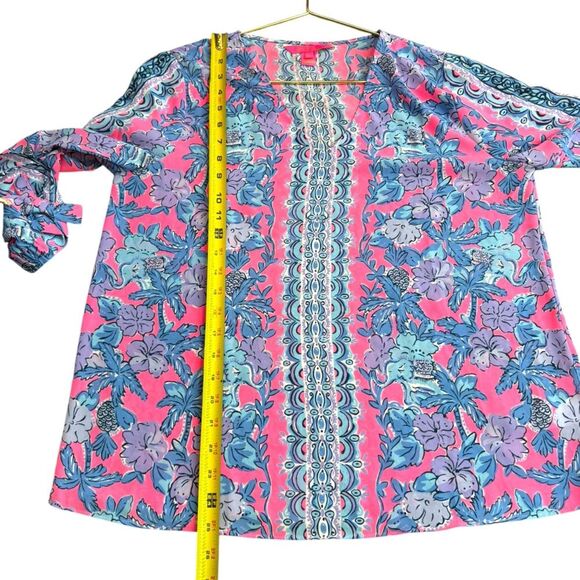 Lilly Pulitzer Women’s M Pamela 3/4 Sleeve Top Soleil Pink Paradise Elephant - Picture 12 of 14